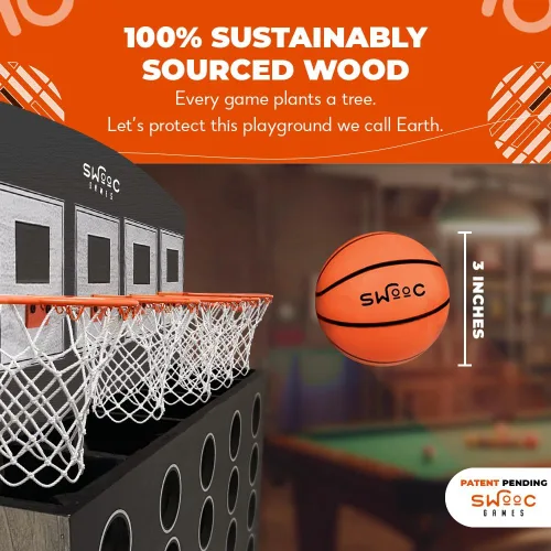 Miniatura 6 de SWOOC Games - Low Post Lineup™ Baloncesto Gigante Montado en la Pared 4 en Fila con Más de 5 Juegos Aro de Baloncesto para Juegos de Pared