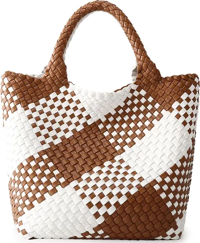 Miniatura 11 de Bolso tejido para mujer, bolso tote de cuero vegano grande para verano, playa, viaje, bolso de mano y cartera retro hecho a mano, bolso de hombro
