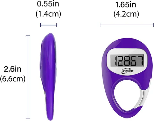 Miniatura 5 de Podómetro simple para caminar, contador de pasos 3D para hombres, mujeres y niños Púrpura