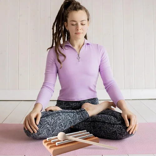 Miniatura 7 de Campanillas de energía de percusión campanas de mano: trío de 3 tonos timbre instrumento musical con mazo para yoga, meditación, sanación de sonido