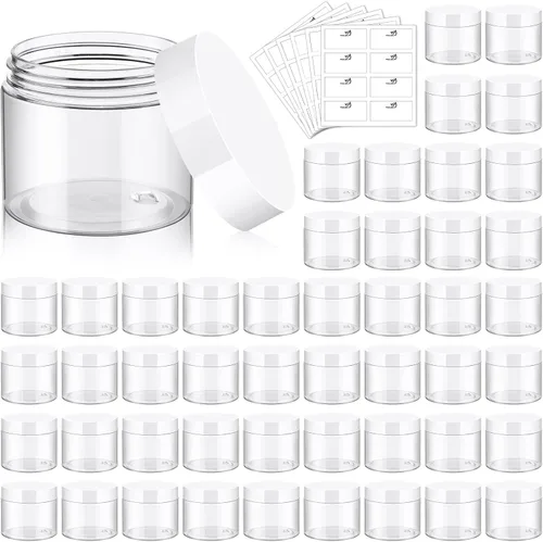 Miniatura 15 de TUZAZO Paquete de 4 tarros de plástico de 1 onza con tapas blancas, recipientes de plástico pequeños de 1 onza con tapas para productos de belleza