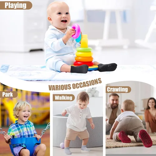Miniatura 6 de SkiBeaut 15 pares de calcetines antideslizantes para niños pequeños, calcetines antideslizantes para niños y niñas de 0 a 7 años