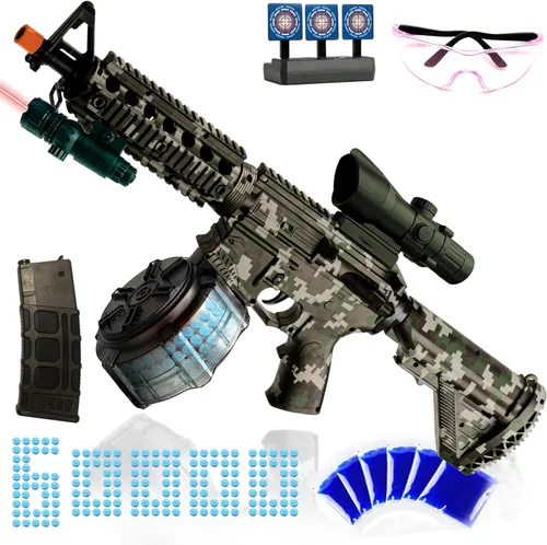 M416 - Lanzador de salpicaduras de gel grande con gafas, con tambor y lanzador de gel manual y eléctrico de doble modo, para juego de equipo, a