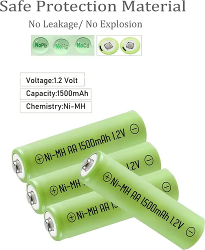 Miniatura 5 de Paquete de 12 pilas recargables AA de 1500 mAh de larga duración, precargadas de alta capacidad precargadas de 1.2 V Ni-MH doble A