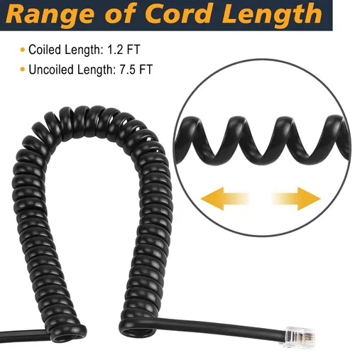Miniatura 6 de 1 juego de cable desenredante para teléfono celular, 1 paquete de cable fijo giratorio de 360 grados/antienredos y 1 cable de teléfono de 7.5 pies