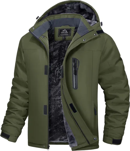 MAGCOMSEN - Abrigos de invierno para hombre, impermeables, con forro polar, parka, con capucha, para esquiar, senderismo, trabajo