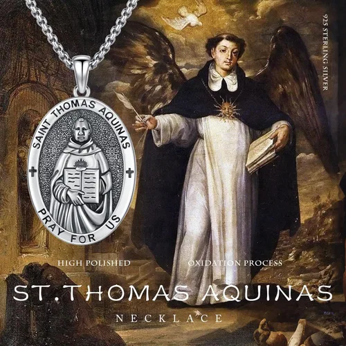 Miniatura 580 de Collar con colgante de plata de ley 925 con medalla de San Patrón, joyería religiosa para hombres y mujeres, con cadena de acero inoxidable 316L