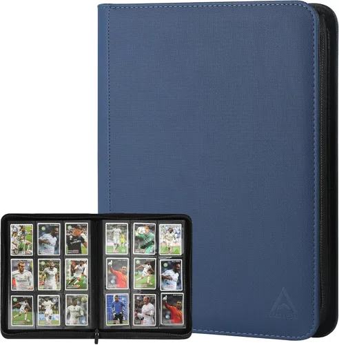 Miniatura 15 de Carpeta para tarjetas de 9 bolsillos, capacidad 540 con cierre de cremallera, de doble cara, resistente y elegante, protector de piel sintética