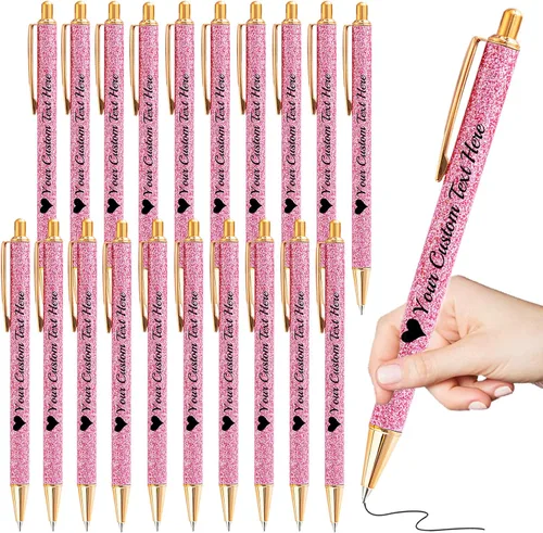 Miniatura 20 de Bolígrafos personalizados con purpurina con nombre a granel, 10 unidades, bolígrafos personalizados con punta de lápiz digital para mujeres y niñas