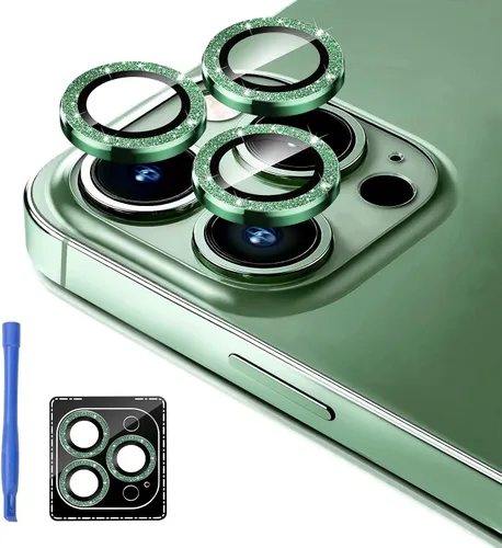 Jeluse [Paquete de 2 protectores de lente de cámara diseñados para iPhone 13 Pro/iPhone 13 Pro Max, protector de pantalla de vidrio templado 9H [kit
