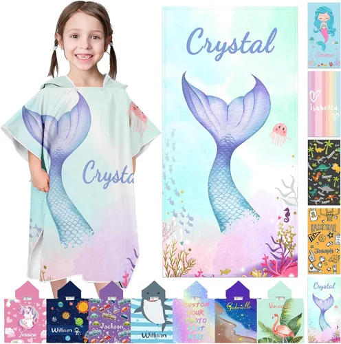 Miniatura 25 de Toallas de playa personalizadas para niños, toallas de playa personalizadas con nombres, regalos personalizados para niños pequeños, niñas