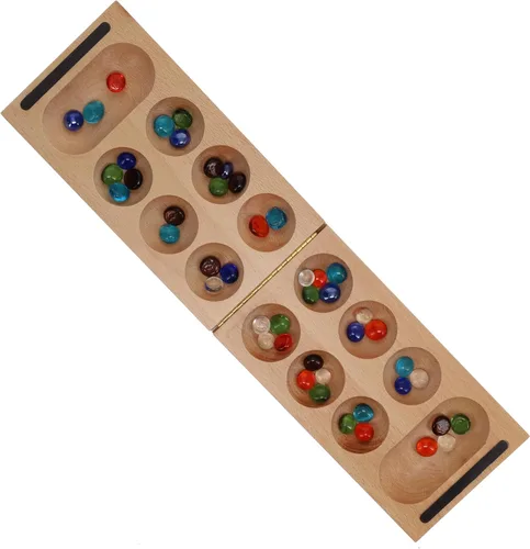 Miniatura 4 de WE Games Juego de mesa plegable de madera maciza Mancala - 18 pulgadas, juegos divertidos para la noche de juegos familiares, juegos familiares