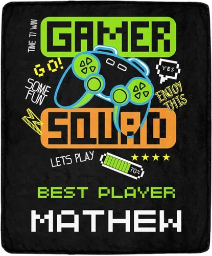 Miniatura 15 de Mantas personalizadas de juegos para niños y niñas con nombre, manta personalizada de control de videojuegos Vedio para sofá, manta suave y de forro
