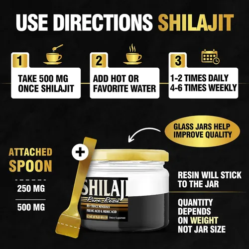 Miniatura 4 de 2 paquetes de suplemento Shilajit de 0.71 oz para suministro de 80 porciones, apoya la inmunidad, la salud cerebral y más - 500 mg Shilajit puro