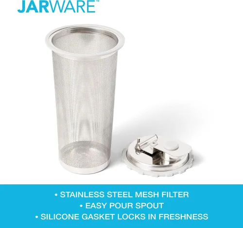 Miniatura 7 de Jarware tapa para infusor de café de infusión fría y té para tarros de albañil de boca ancha, negro