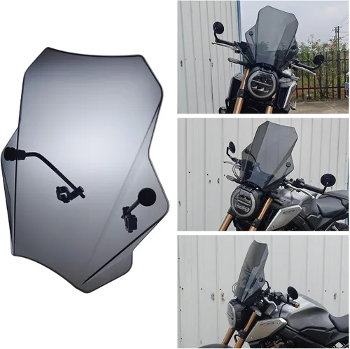 Miniatura 5 de FATECIM Parabrisas de motocicleta ahumado de 15.5", parabrisas deflector de viento universal para motocicleta para Harley Davidson Honda Kawasaki