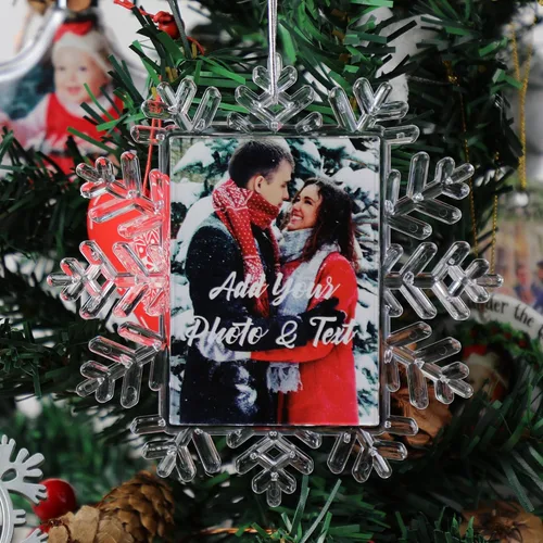 Miniatura 9 de Adornos de Navidad personalizados de doble cara con foto, adorno de Navidad personalizado 2025, adornos de corona de Navidad personalizados