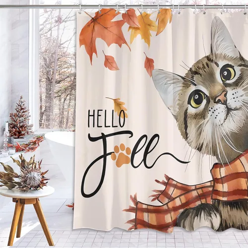 Miniatura 14 de Cortina de ducha de fantasma, tela impermeable con ganchos, 72 x 72 pulgadas, perfecta para decoración de baño de Halloween Cortina de ducha