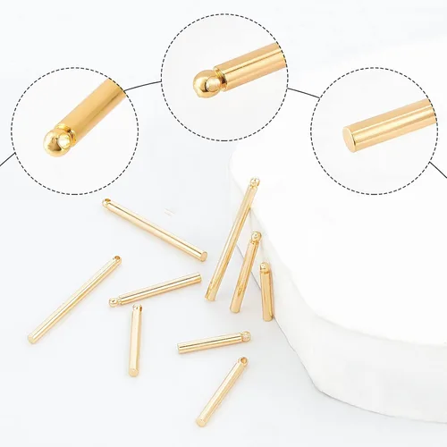 Miniatura 4 de Beebeecraft 1 caja de 30 dijes de barra vertical chapados en oro de 18 quilates de 3 tamaños