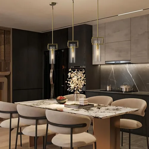 Miniatura 5 de Luces colgantes modernas de latón, paquete de 2, iluminación de isla de granja de vidrio de 12 pulgadas para cocina, comedor, baño y dormitorio