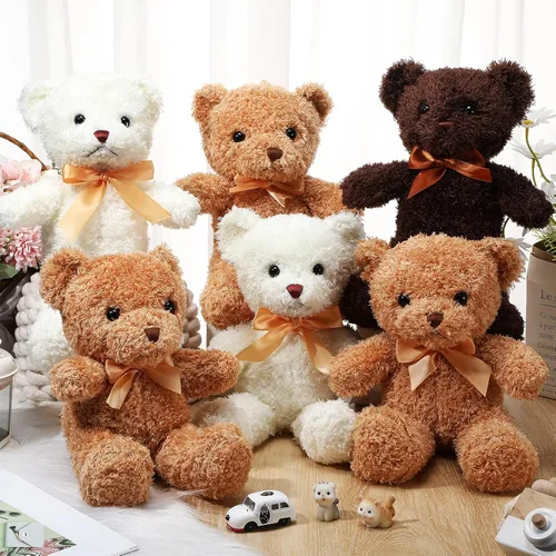 Miniatura 5 de HyDren Paquete de 12 Osos de Peluche Animales de 12 Pulgadas, Lindos Juguetes de Peluche a Granel con Corbatines de Lazo, Osos Suaves para Baby