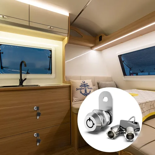 Miniatura 6 de Paquete de 6 cerraduras de gabinete con llaves, cerradura de leva RV de 1-1/8 pulgadas con llave similar, cerradura de RV para puerta