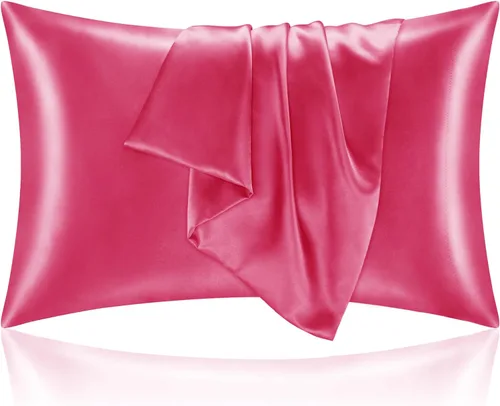 Miniatura 70 de Bedelite Funda de almohada de satén para el cuerpo, súper suave y refrescante, para el cabello y la piel, transpirable, sedosa y larga, 20 x 54 Rosa