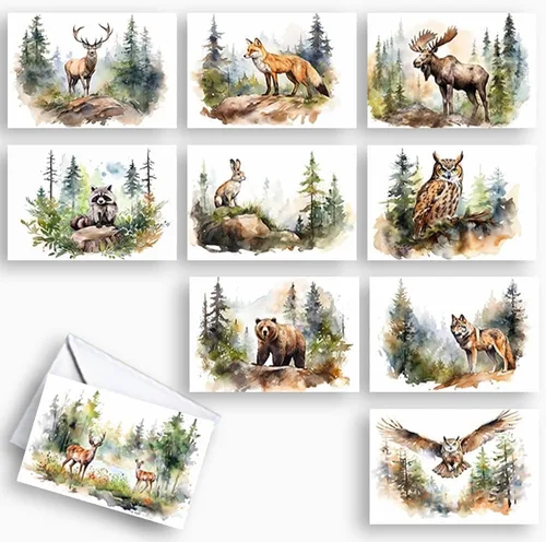 Miniatura 14 de Wright Home & Gift Tarjetas de felicitación en acuarela con paisajes para cualquier ocasión, con espacio en blanco para notas Juego de surtido a