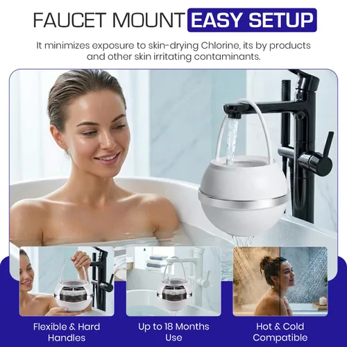 Miniatura 5 de Crystal Quest Paquete de filtro de bola de baño y cartucho de repuesto - Sistema de filtro de agua - Reduce contaminantes para una piel más suave