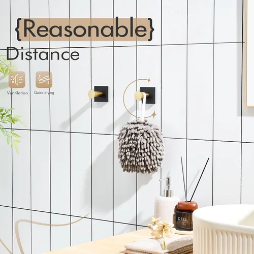 Miniatura 8 de KOKOSIRI Ganchos para bata, ganchos para toallas de baño, para pared, armario, cocina, toallas colgantes, accesorios de baño, color negro con acero