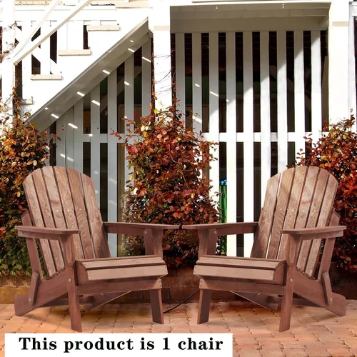 Miniatura 6 de Silla Adirondack plegable de madera para exteriores con respaldo y tabla de asiento premontados, capacidad de 330 libras, silla de madera de gran