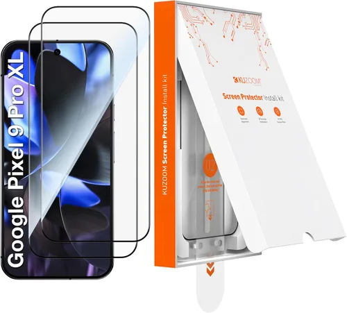 Miniatura 9 de KUZOOM Paquete de 2 protectores de pantalla de vidrio templado transparente HD para Google Pixel 9, película protectora de pantalla inastillable