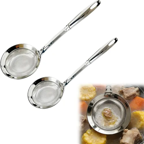 Colador de acero inoxidable, colador de malla extrafina de 2024 con asa, colador de aceite y alimentos, accesorio de cocina (pequeño+grande)