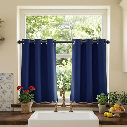 Miniatura 90 de RYB HOME Cortinas opacas de cocina de 36 pulgadas de largo, tratamiento de privacidad para ventanas pequeñas, aislamiento térmico, telón de fondo