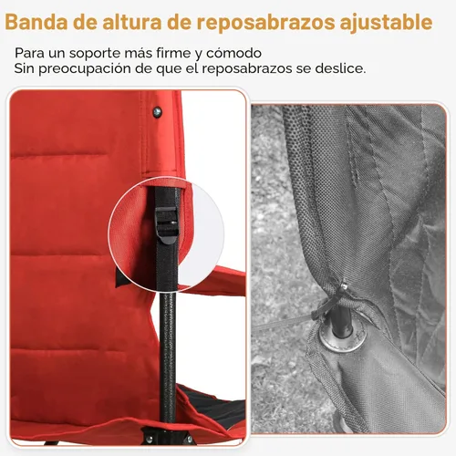 Miniatura 7 de Romswi Sillas de camping de gran tamaño, soporte resistente de 500 LBS, sillas deportivas acolchadas para la espalda y los brazos, portavasos