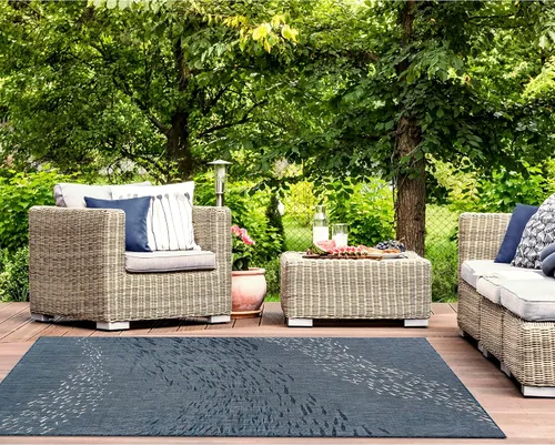 Miniatura 12 de Liora Manne Carmel - Alfombra decorativa de mezcla sintética para interiores y exteriores, de bajo perfil, contemporánea, decoración de peces Agua