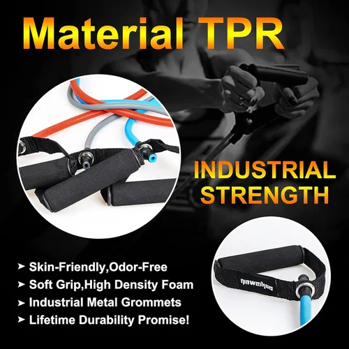 Miniatura 8 de Banda de ejercicio de resistencia con asas, banda de entrenamiento para terapia física, entrenamiento de fuerza, gimnasio en casa, fitness