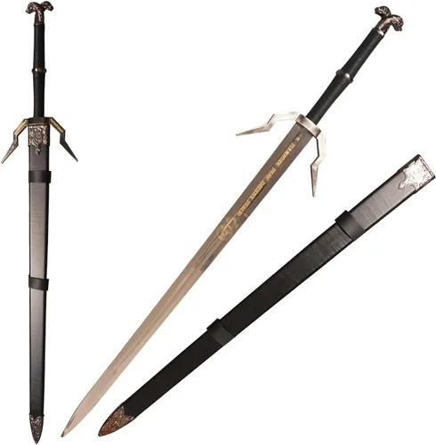 Miniatura 6 de Espada de acero plateado de Geralt de metal completo de 125cm/48.8 pulgadas, acero inoxidable, espada plateada de lobo blanco Aerondight hecha a