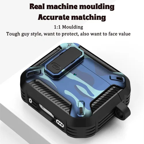 Miniatura 7 de YSNZAQ Funda para AirPods 4, potente protección contra caídas, con mosquetón llavero y clip de bloqueo para AirPods4 2024 MCEJ azul oscuro