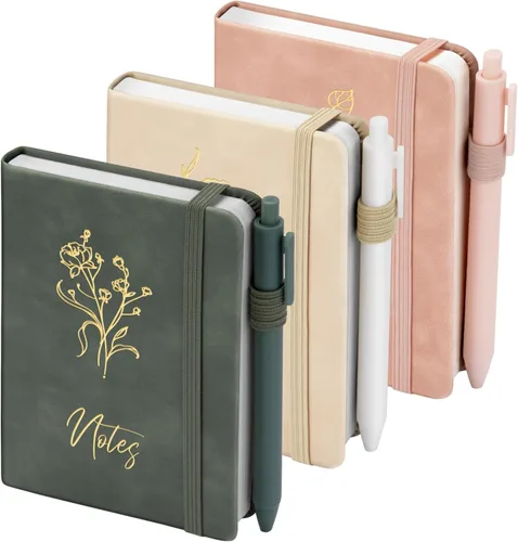 Miniatura 10 de 3 paquetes de cuadernos de bolsillo para diario, A6 pequeño, total 360 páginas, cuadernos para tomar notas, diarios para escritura, mini blocs
