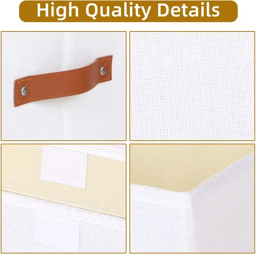 Miniatura 6 de Cestas de almacenamiento plegables con tapas, 13 x 9.1 x 7.9 pulgadas, organizadores de armario para mantas de calcetines, sombreros, cajas de Blanco