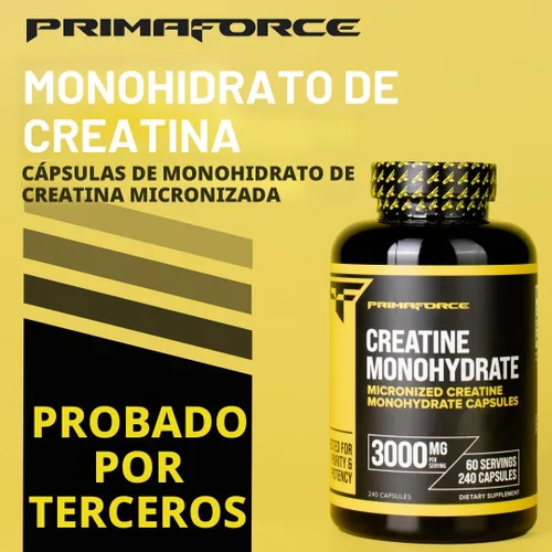 Miniatura 5 de Primaforce Cápsulas de monohidrato de creatina, 240 cápsulas, 3,000 mg por porción, sin gluten y sin OMG