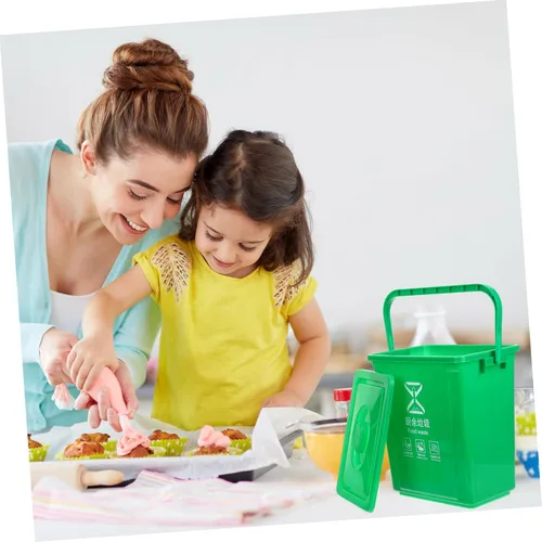 Miniatura 8 de STOBAZA Contenedor de basura para mostrador de basura, pequeño contenedor de compostaje para interiores, cubo de compostaje para cocina, papelera