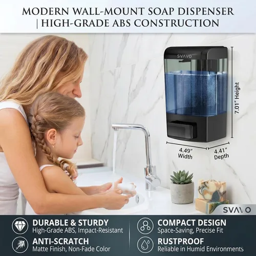 Miniatura 4 de SVAVO Dispensador de Jabón Montado en Pared Dispensador Manual de Jabón para Cocina y Baño Dispensador de Jabón de Mano Recargable para Contenedores