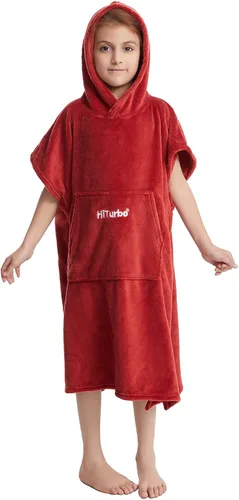 Miniatura 4 de Hiturbo Toalla para niños cambiadora: toallas de baño de felpa suave, sudadera con capucha cálida de forro polar coral, poncho de surf de natación