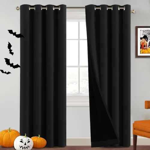 Miniatura 11 de PrinceDeco Paneles de cortina 100 % opacas de 108 pulgadas de largo, completamente opacos, tratamiento de ventana, cortinas forradas con aislamiento