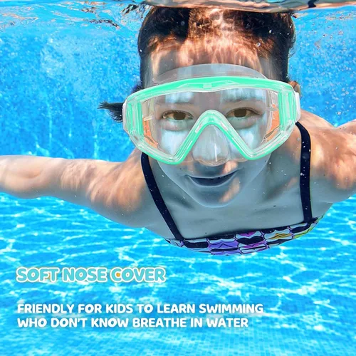 Miniatura 6 de Máscara de natación para niños, gafas de natación antivaho de 180° para niños, máscara de buceo, a prueba de fugas, con cubierta de nariz para niños