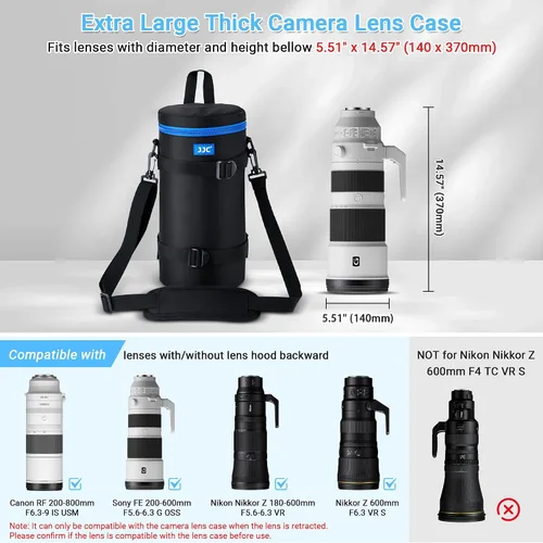 Miniatura 2 de Funda gruesa extra grande para lente de cámara Canon RF 7.874-31.496 in F6.3-9 IS para Nikon 7.087-23.622 in/23.622 in F6.3 para Sony 7.874-23.622