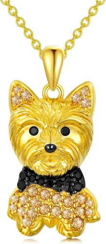 Miniatura 98 de Collares con colgante de perro de plata de ley S925 – 24 razas corgi/husky/labrador/pastor para mujer