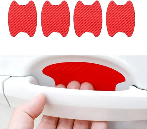 Miniatura 18 de 8 unidades de calcomanías para manija de puerta de coche, protector antiarañazos de fibra de carbono para taza de puerta de coche, película
